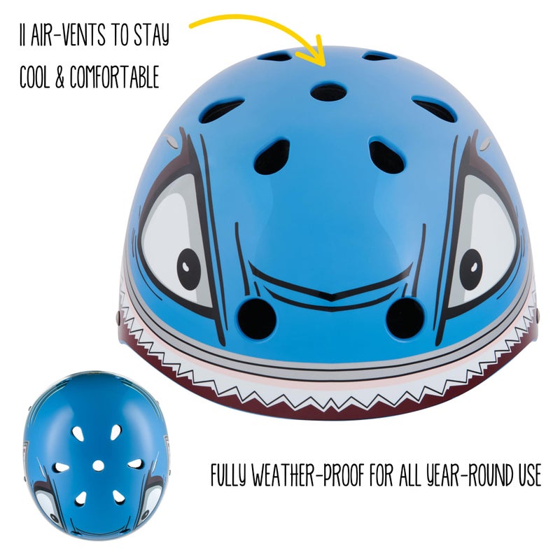 Hornit Mini Lids Kids Helmet. Fully-Adjustable Multi-Sport Hard Shell Helmet with Rear Safety Light, Small, Shark - Image 2
